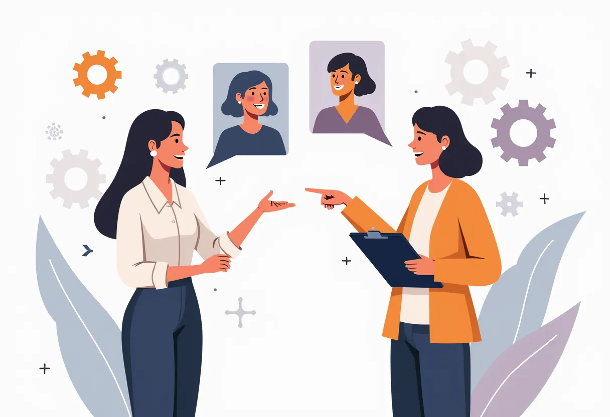 HR professionals discussing candidate profiles during a recruitment process